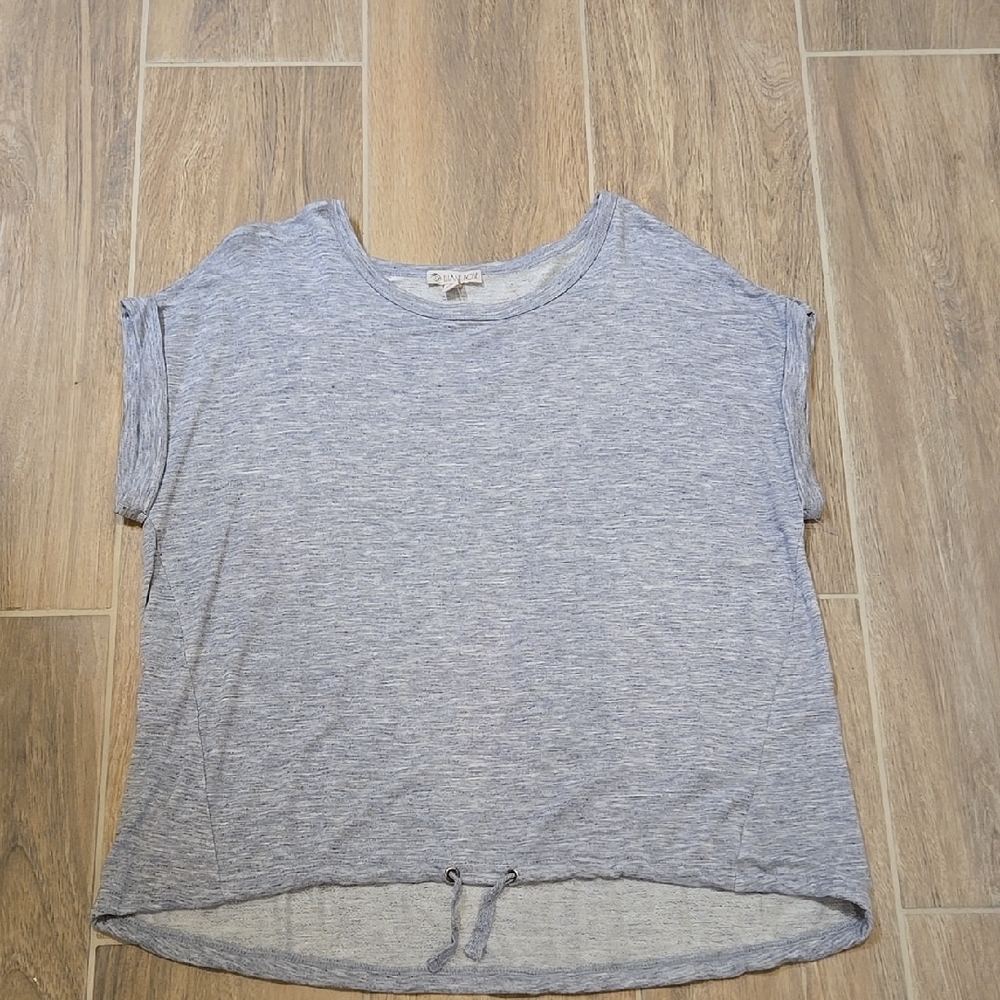 Gray Relaxed Tie Front Short Sleeve Sthirt